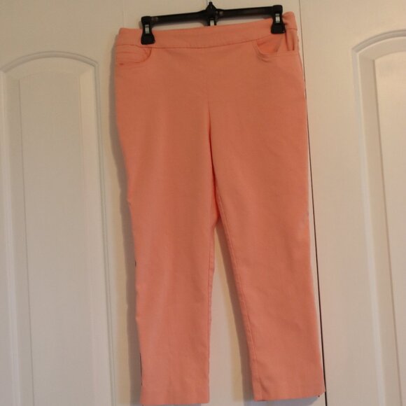 Renuar Pull On Stretch Crop resort/casual Pants Size 6 Peach - Picture 12 of 13